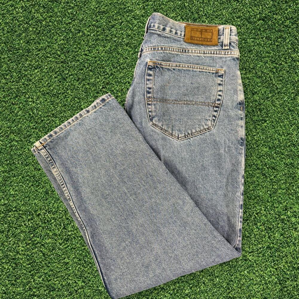 VTG y2k super baggy Tommy Hilfiger blue jeans wide leg baggy loose denim 38x30